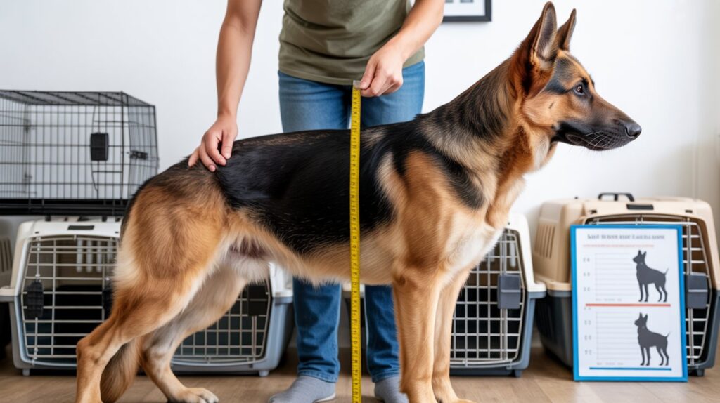 How to Measure a German Shepherd for the Right Crate Size by checking body length and height using a measuring tape at home.