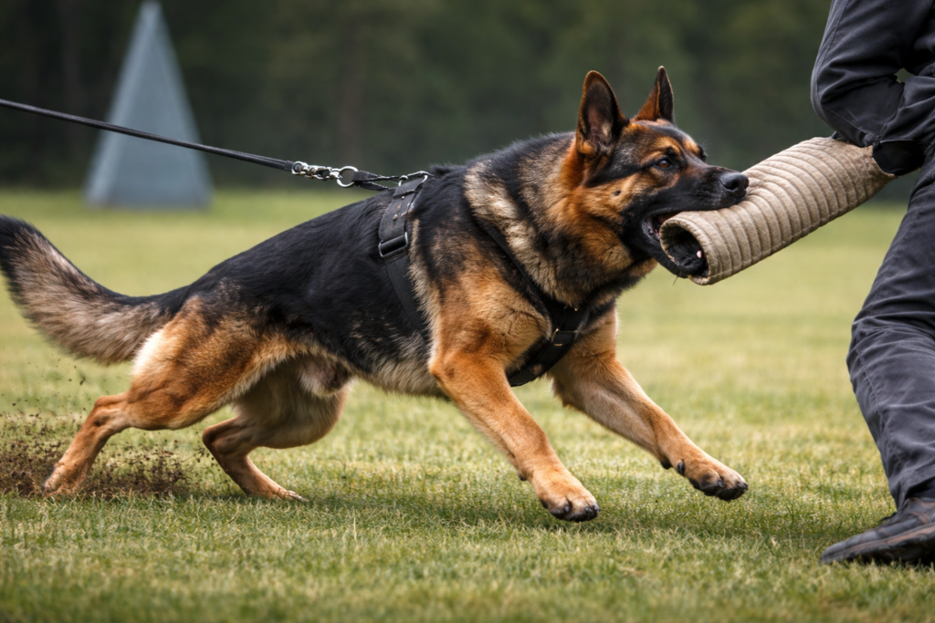 West German working line German Shepherd showing strong drive and athletic structure among different types of German Shepherd breeds